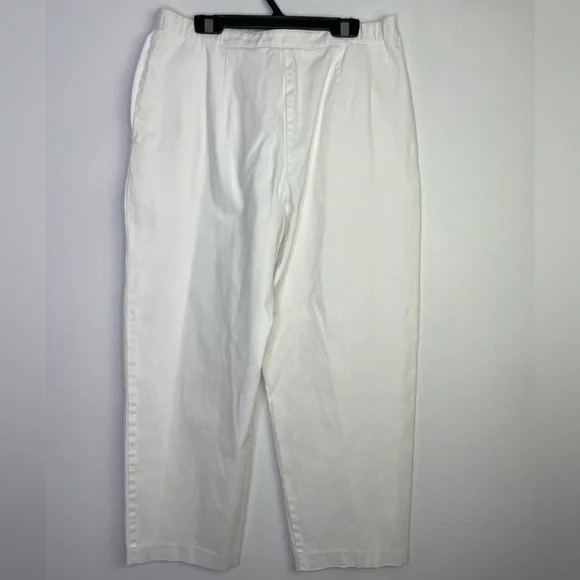 Vintage white cotton straight cropped legs pants - Picture 4 of 5